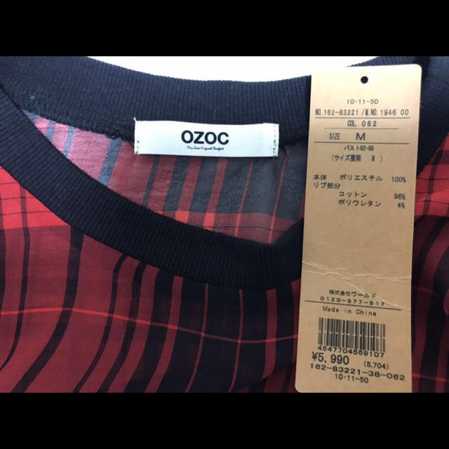 OZOC(オゾック)のオゾック 定価5990円 タータンチェック シースルーブラウス  トップス M  レディースのトップス(シャツ/ブラウス(長袖/七分))の商品写真