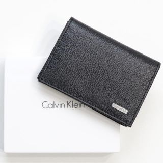 カルバンクライン(Calvin Klein)の新品 カルバンクライン カードケース 二つ折り 名刺入れ ブラック 大容量 本革(名刺入れ/定期入れ)