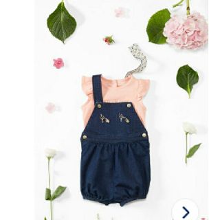 プチバトー(PETIT BATEAU)の【ちゃいこ様専用】プチバトー　スウェット風デニムショートサロペット　36m(パンツ/スパッツ)