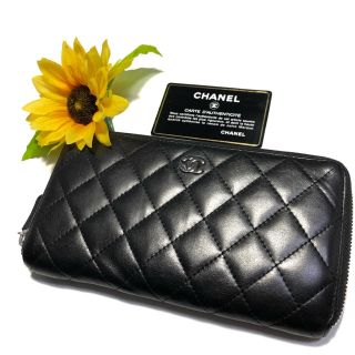 シャネル(CHANEL)の【コスパ⭐️美品】 シャネル マトラッセ ラムスキン レザー 長財布 ブラック(財布)