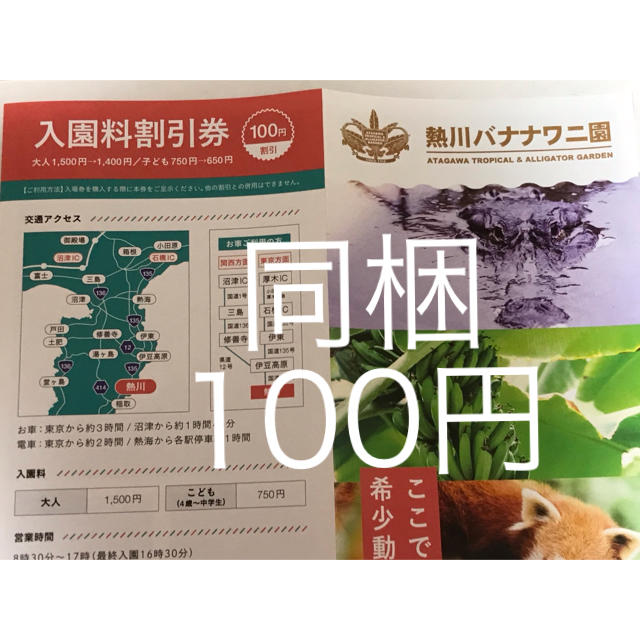 熱川バナナワニ園 クーポン チケットの施設利用券(遊園地/テーマパーク)の商品写真