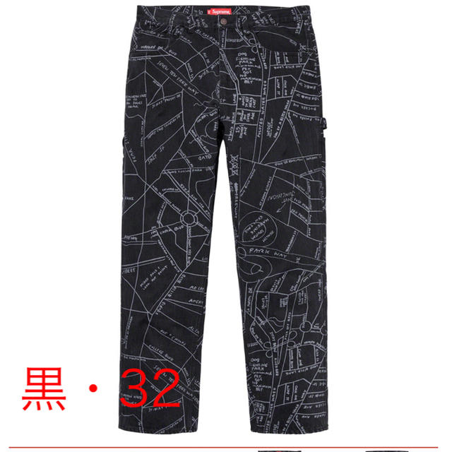 Supreme(シュプリーム)の【黒32】supreme Gonz Map Denim Painter Pant メンズのパンツ(デニム/ジーンズ)の商品写真