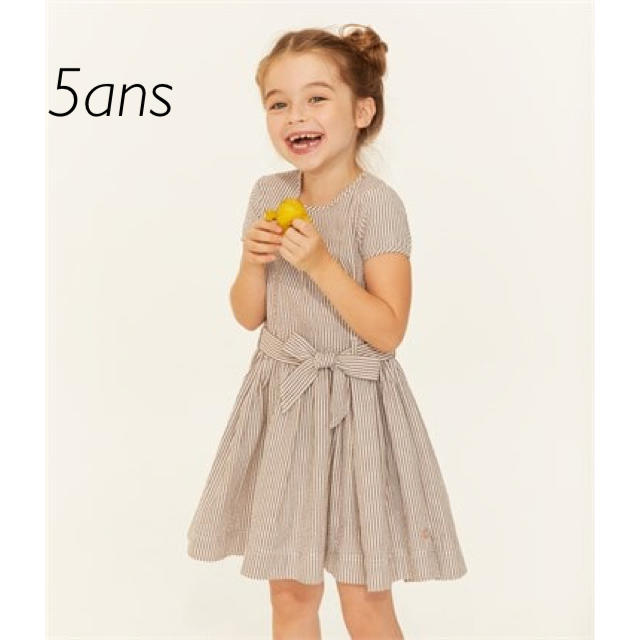 PETIT BATEAU(プチバトー)の5ans◎シアサッカーワンピース  キッズ/ベビー/マタニティのキッズ服女の子用(90cm~)(ワンピース)の商品写真