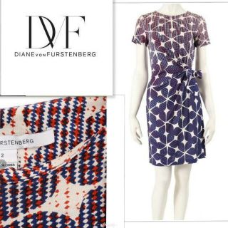 ワンピース DIANE VON FURSTENBERG ブラック×オフホワイト ダイアンフォンファステンバーグ 100-2