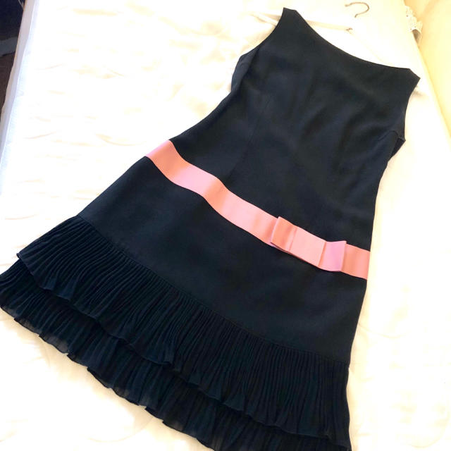 新品BLUGIRL BLUMARINEリボン付ブラックドレスワンピース