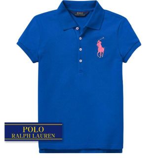 ラルフローレン(Ralph Lauren)の☆新品☆130 ラルフローレン ガールズメッシュポロシャツ ブルー 3482 (Tシャツ/カットソー)