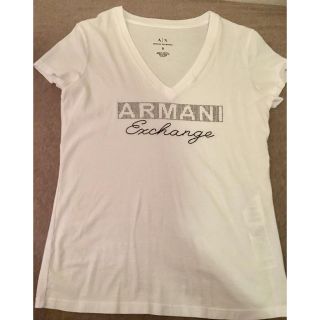 アルマーニエクスチェンジ(ARMANI EXCHANGE)のアルマーニエクスチェンジ ラインストーン ロゴTシャツ 白(Tシャツ(半袖/袖なし))