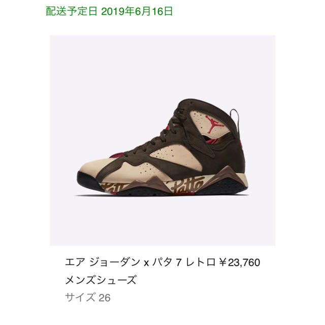 26cm nike air jordan7 "patta"