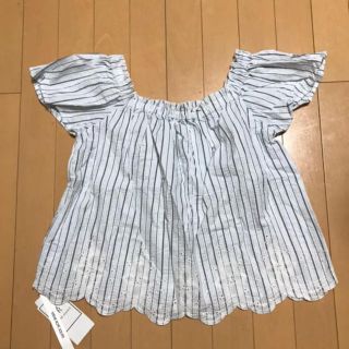 ロペピクニック(Rope' Picnic)の新品 ☆ロペピクニック トップス  白 ストライプ オフショル Ｓ(カットソー(半袖/袖なし))