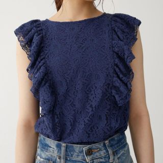 マウジー(moussy)の【美品】moussy マウジー レース トップス(カットソー(半袖/袖なし))