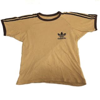 アディダス(adidas)のadidas ビンテージ Tシャツ 三つ葉ロゴ アディダス ブラウン ベージュ(Tシャツ/カットソー(半袖/袖なし))