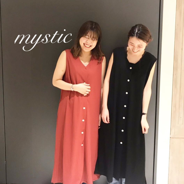 mystic(ミスティック)の新作新品❁﻿ミスティック 前釦ノースリカットワンピース レディースのワンピース(ロングワンピース/マキシワンピース)の商品写真