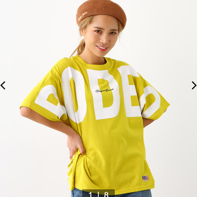 RODEO CROWNS WIDE BOWL(ロデオクラウンズワイドボウル)のRCWB♡ロゴビッグTシャツ イエロー レディースのトップス(Tシャツ(半袖/袖なし))の商品写真