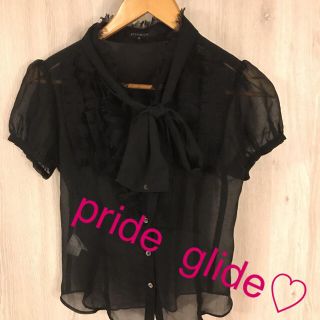 プライドグライド(prideglide)のpride glide♡ボウタイブラウス♡M♡ブラック(シャツ/ブラウス(半袖/袖なし))