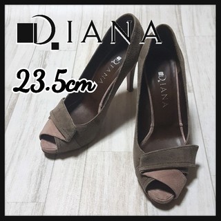 ダイアナ(DIANA)のDIANA ダイアナオープントゥ パンプス　23.5　茶色(ハイヒール/パンプス)