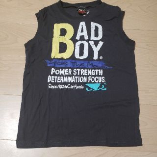 バッドボーイ(BADBOY)の新品タグつき！BAD BOYースリーブTシャツ　160チャコール×白×黄英字(Tシャツ/カットソー)