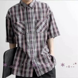 ウィゴー(WEGO)のWEGO オーバーサイズチェックシャツ グレー L(シャツ)