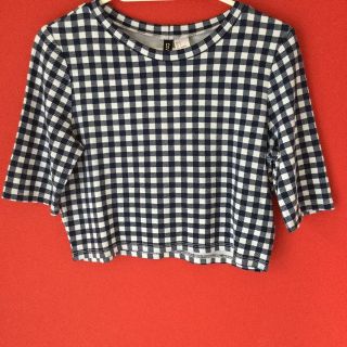 エイチアンドエム(H&M)のH&M ギンガムチェック カットソー(カットソー(半袖/袖なし))