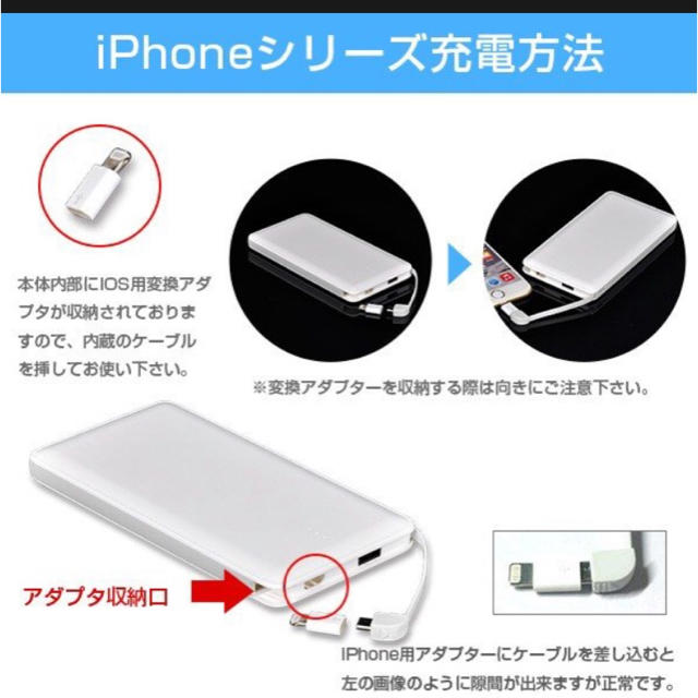 alpha(アルファ)の新品・未使用 モバイルバッテリー  ホワイト スマホ/家電/カメラのスマートフォン/携帯電話(バッテリー/充電器)の商品写真