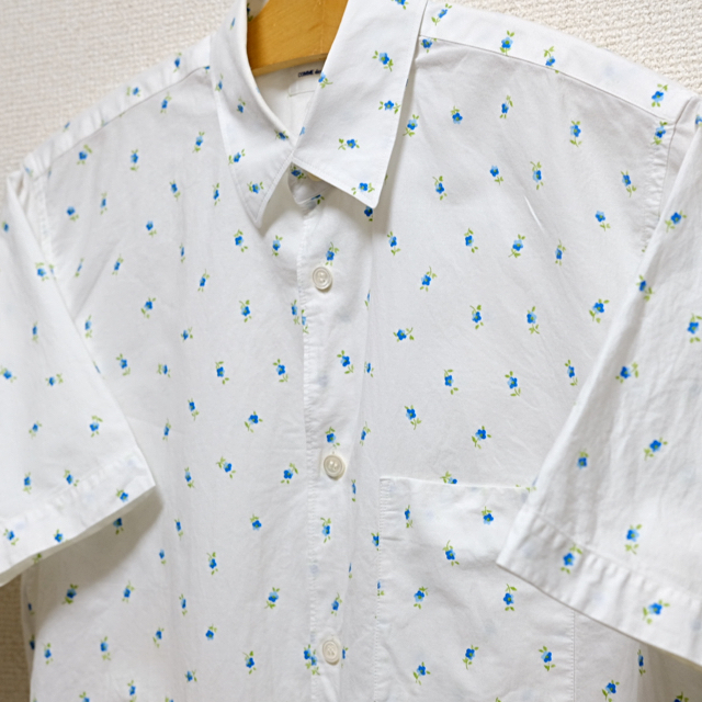 COMME des GARCONS SHIRT　花柄　半袖シャツ　白