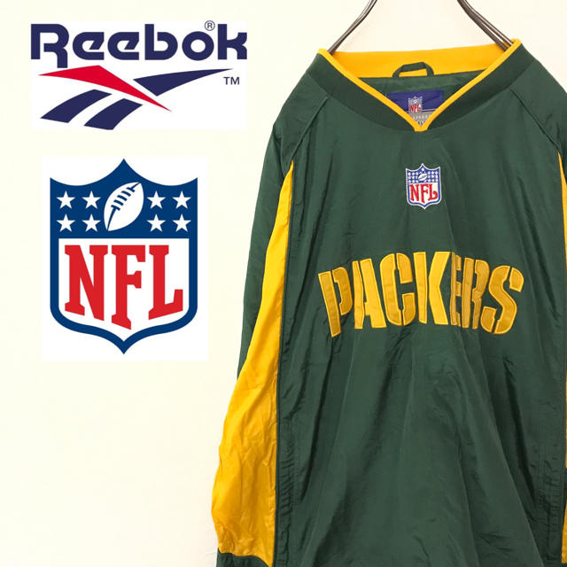 Reebok(リーボック)の【激レア】NFL PACKERS リーボック製ナイロンジャケット ゲームシャツ メンズのジャケット/アウター(ナイロンジャケット)の商品写真