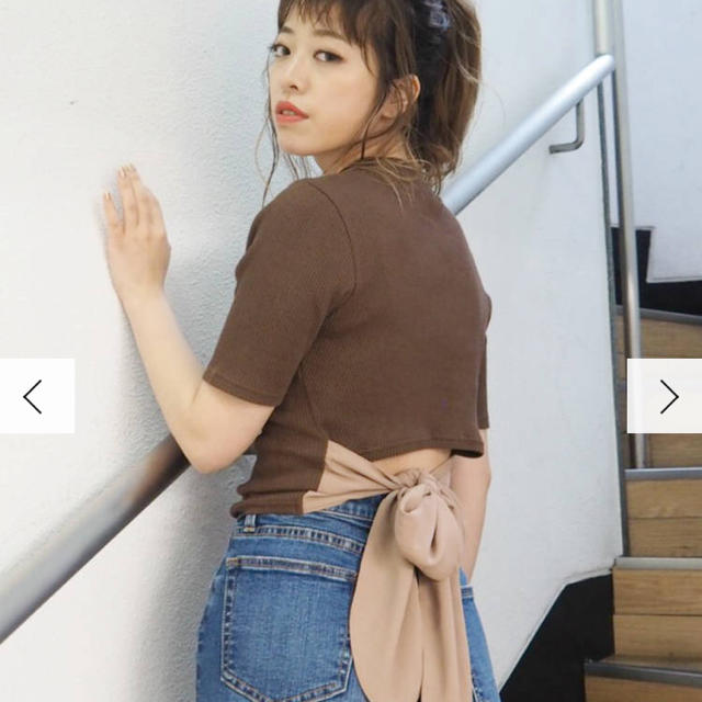 EVRIS(エヴリス)のEVRIS BACKリボンTOPS レディースのトップス(カットソー(半袖/袖なし))の商品写真