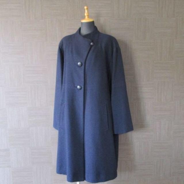 レリアン Leilian 濃紺 ロングコート 13+ 大きいサイズ 秋冬 日本製