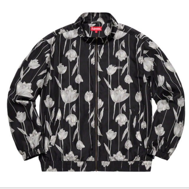 Supreme(シュプリーム)のsupreme floral silk track jacket 黒 XL メンズのジャケット/アウター(ブルゾン)の商品写真