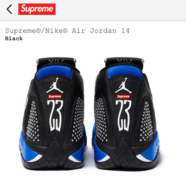 supreme nike air jordan 14 27cm 黒