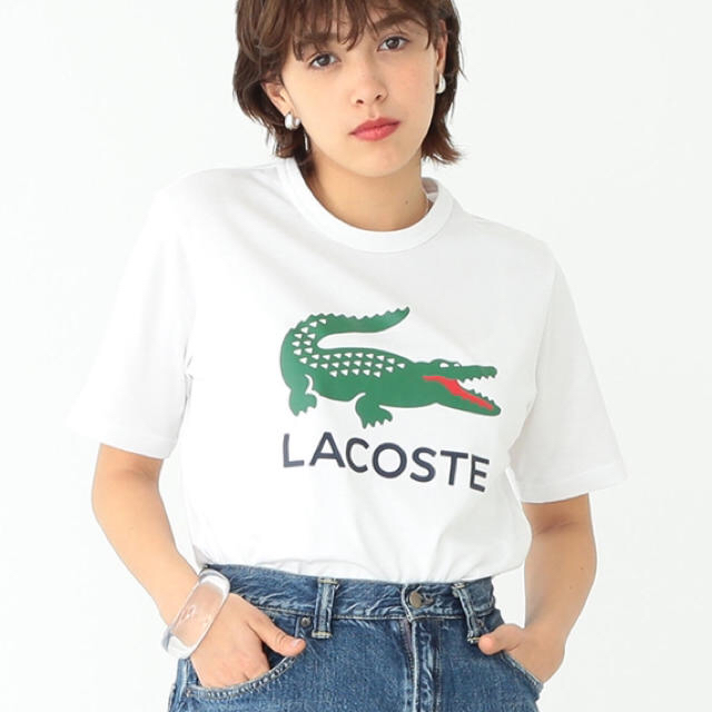 BEAMS BOY LACOSTE / 別注 ロゴ プリント Tシャツ