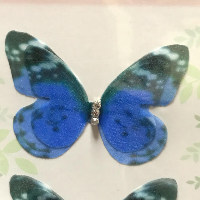 シフォンパーツ蝶  ラインストーン付き  ブルー ハンドメイドの素材/材料(各種パーツ)の商品写真