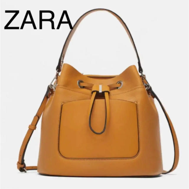 ZARA(ザラ)のザラ 巾着バッグ マスタード レディースのバッグ(ハンドバッグ)の商品写真