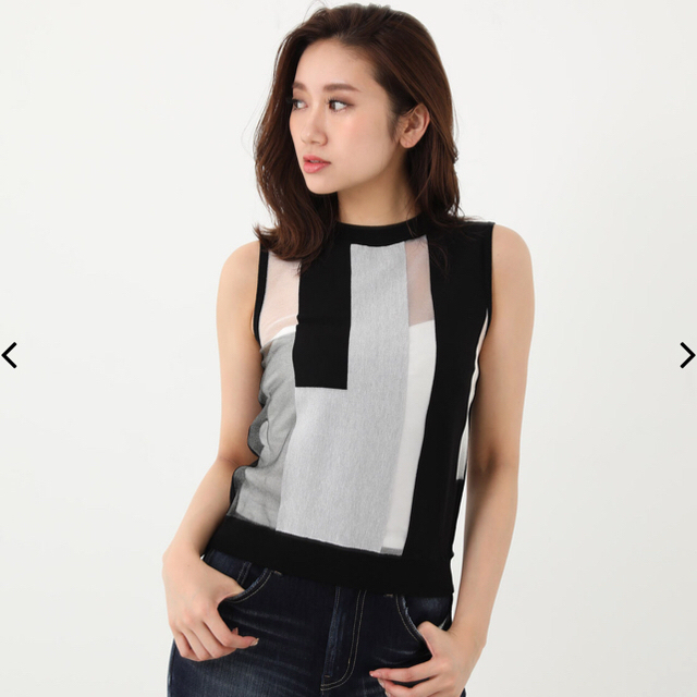 rienda ブロックチェックKnit TOP