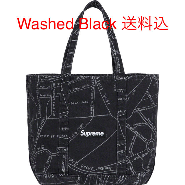 トートバッグSupreme Gonz Map Denim Tote Black 送料込