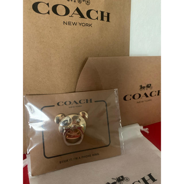 COACH(コーチ)の新品未使用♥COACHスマホリングくまちゃん スマホ/家電/カメラのスマホアクセサリー(その他)の商品写真