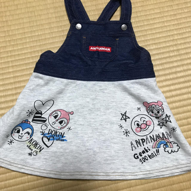 BANDAI(バンダイ)の美品☆アンパンマン デニムワンピース95 キッズ/ベビー/マタニティのキッズ服女の子用(90cm~)(ワンピース)の商品写真