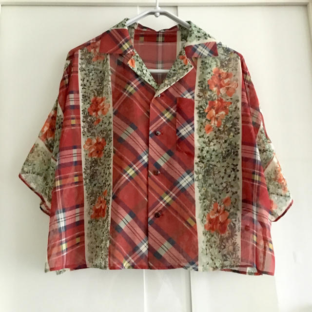 ふとぶん様】ロイスクレヨン チェックフラワーシフォンシャツ - www