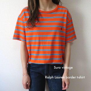 ポロラルフローレン(POLO RALPH LAUREN)のRalph Lauren ポニー刺繍 ボーダー tシャツ オレンジ 古着(Tシャツ(半袖/袖なし))