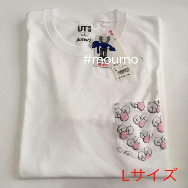 UNIQLO(ユニクロ)の●値下不可●メンズ UNIQLO KAWS Tシャツ ポケット ホワイト×ピンク メンズのトップス(Tシャツ/カットソー(半袖/袖なし))の商品写真