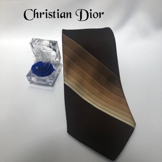 クリスチャンディオール(Christian Dior)のDior クリスチャンディオール 高級シルク100% ネクタイ ブラウン(ネクタイ)