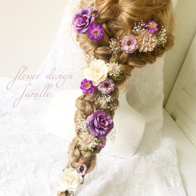 大人気♡ラプンツェル風ヘッドドレス パープル 紫系・髪飾り 
