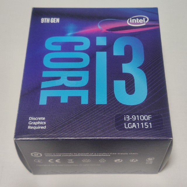 Intel Core i3 9100F LGA1151 中古品・未使用ファン付きの通販 by 仮