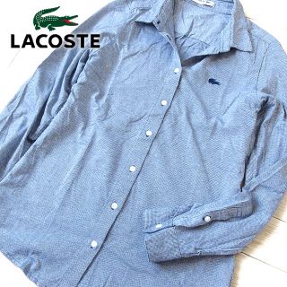 ラコステ(LACOSTE)の美品 34(S) ラコステ レディース チェック柄 長袖シャツ ネイビー(シャツ/ブラウス(長袖/七分))