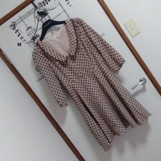 👗七分袖👗ワンピース🖤時短👗ワンピ🖤水玉👗ドット🖤 レディースのワンピース(ひざ丈ワンピース)の商品写真