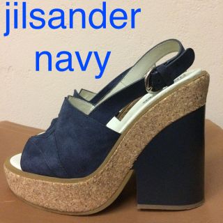 ジルサンダー(Jil Sander)の美品 jilsander navy ウェッジソール サンダル ジルサンダー (サンダル)