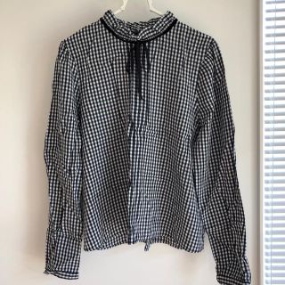 ザラ(ZARA)のZARA ギンガムチェック フリルネック ブラウス(シャツ/ブラウス(長袖/七分))