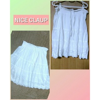 ●NICE CLAUP　ホワイト　チュールスカート　Mサイズ～フリーサイズ(ミニスカート)
