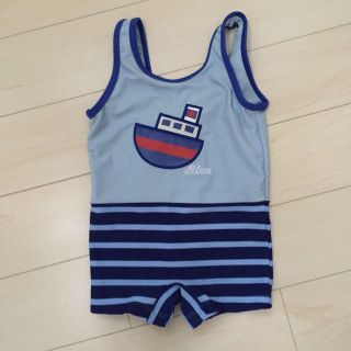 マザウェイズ(motherways)の美品。男の子水着90 ボーダーマリン(水着)