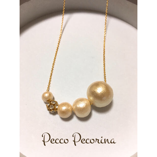 送料無料 コットンパールとロンデルミラーボールのハンドメイドネックレスの通販 By Pecco Pecorina ラクマ