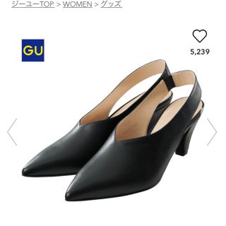 ジーユー(GU)のGUバックストラップパンプス未使用タグ付きLブラック黒(ハイヒール/パンプス)